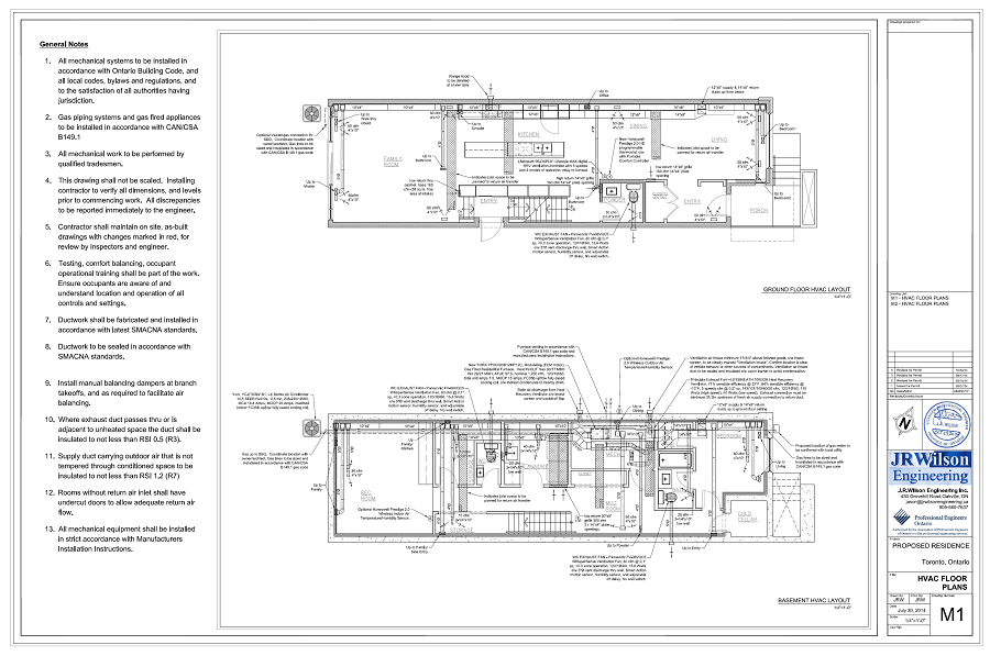 HVAC drawings & calculations for Residential permit Ontario